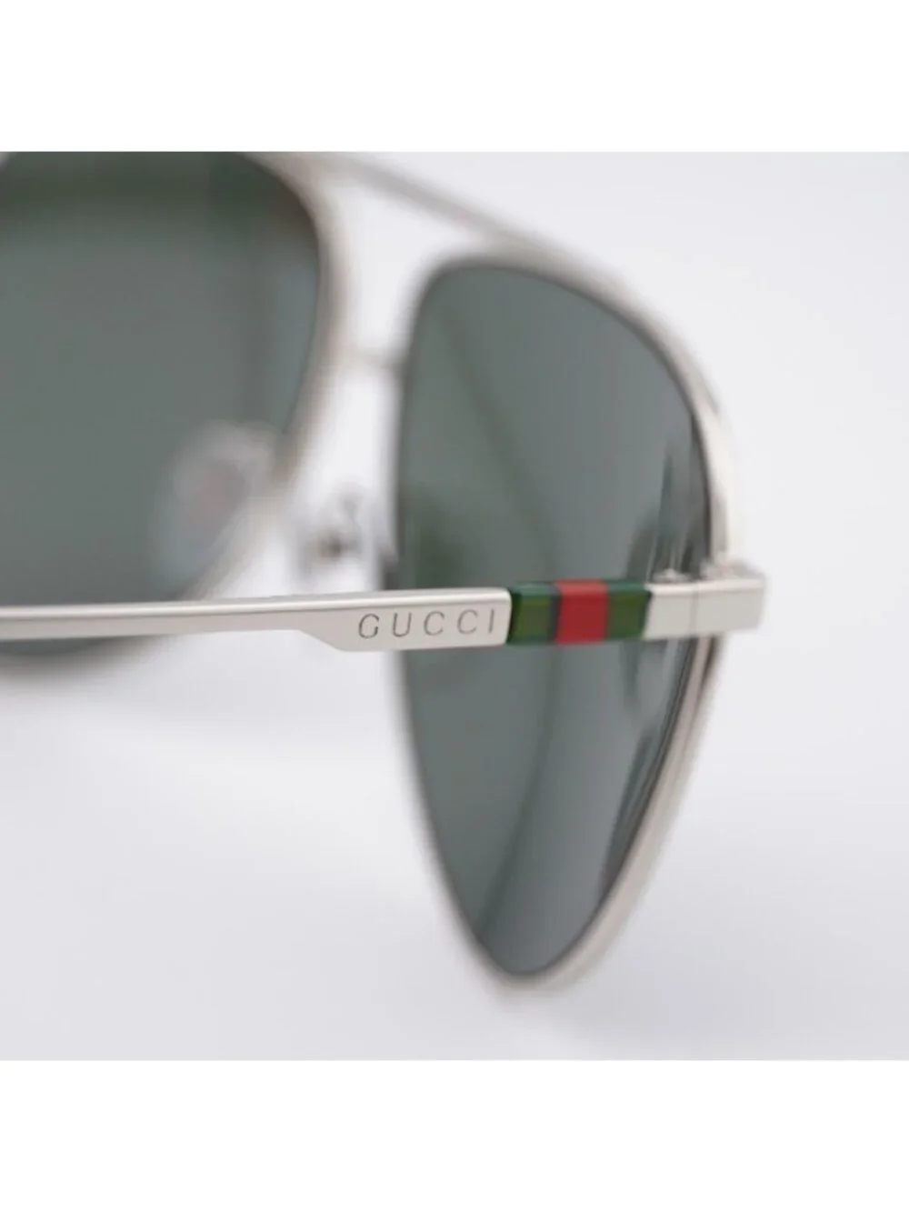 Gucci GG1677S 001 Sunglasses Silver Aviator Frame, Grey Lenses